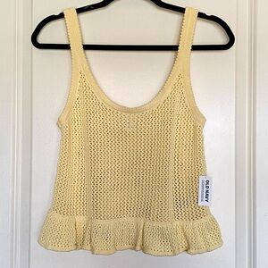 NWT Old Navy Women's 100% Cotton Sleeveless Sweater Butter Yellow Petite Medium